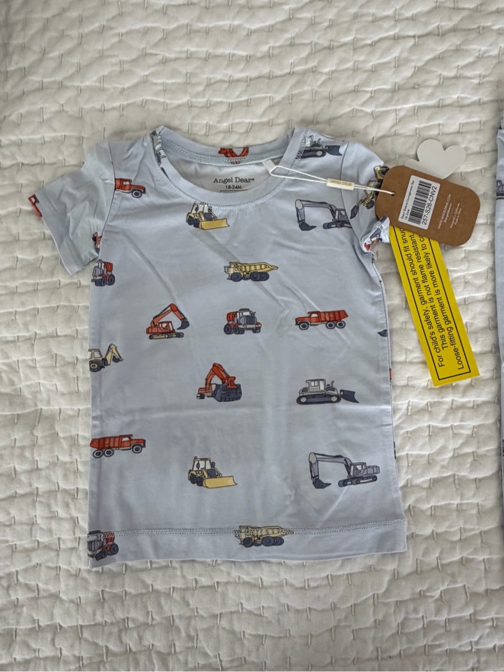 NWT Angel Dear Bamboo Short Sleeve & Pants Construction Truck Pajama Set 18-24M